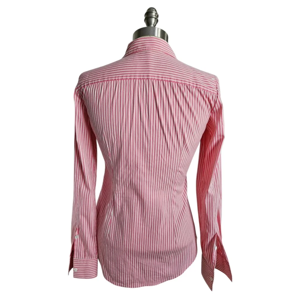 THEORY Pink Striped Stretch Button Down | SZ P/TP - Picture 3 of 7